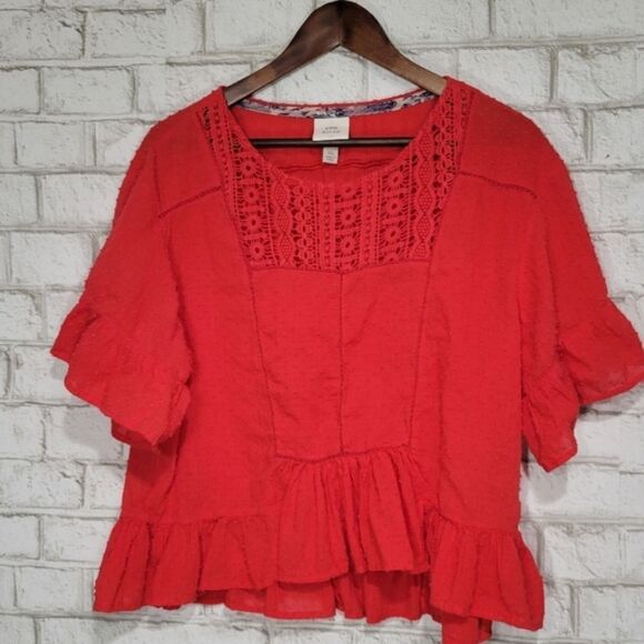 NWOT Knox Rose red dotted blouse - Picture 1 of 6